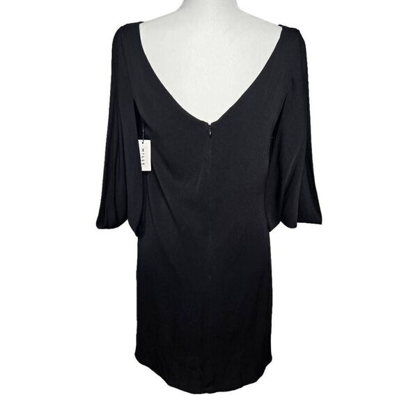 Milly Monarch Silk Slit Sleeve Mini Dress Black Size 6 - Picture 10 of 12